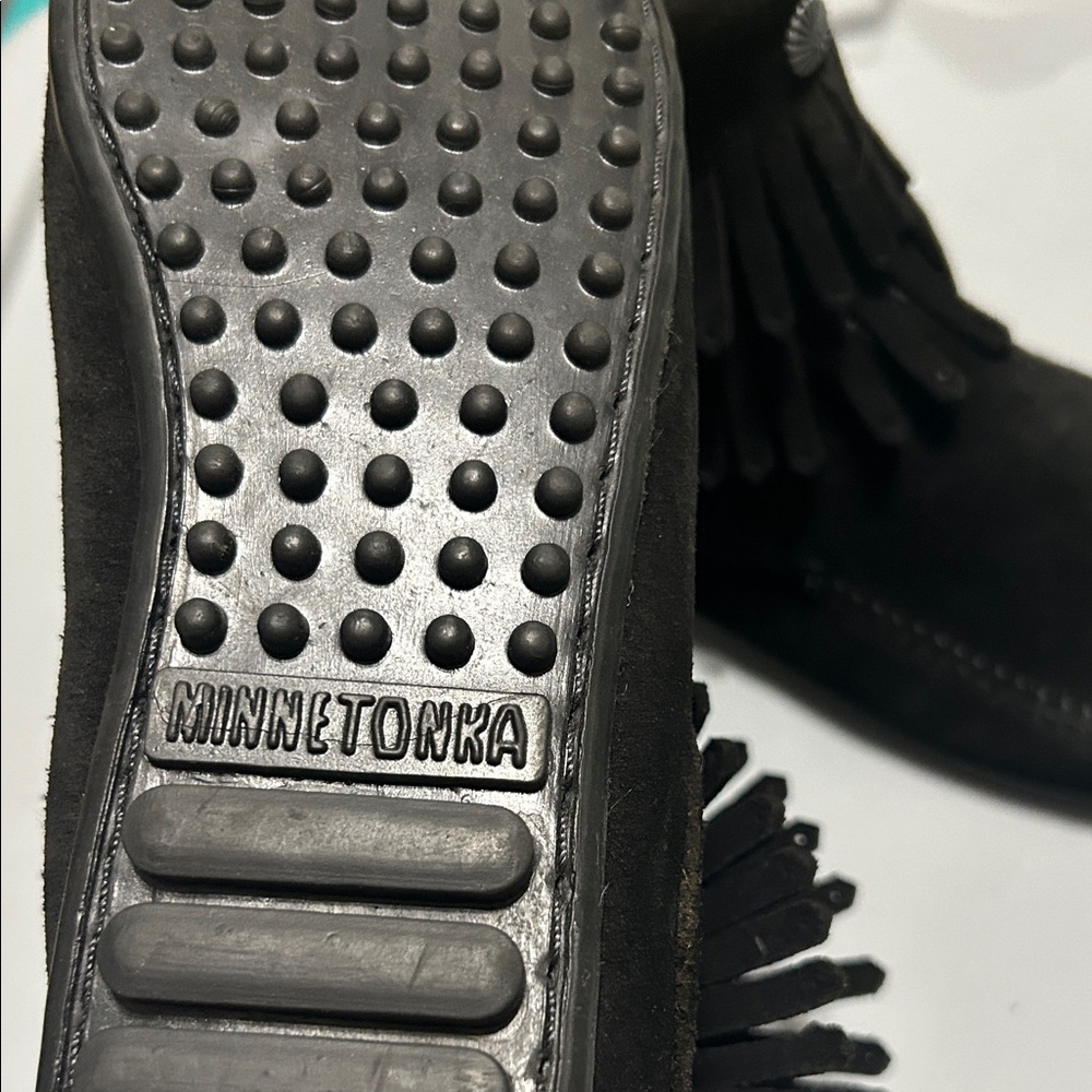 Minnetonka Black Fringe Suede Boots - Picture 6 of 7
